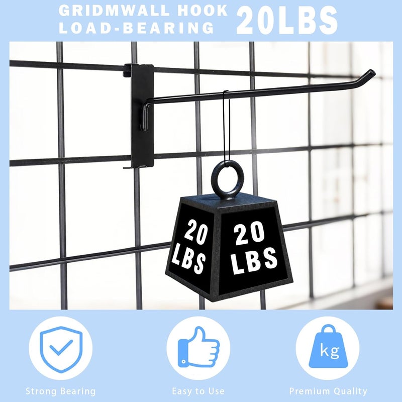 NEESEEYEE Gridwall Hooks 8 Inch, 32PC Heavy Duty Black Display Hooks for Grid Wall Panels, Grid Wall Accessory for Retail Store, Home Stroage, Garage, Trade Show - Image 4